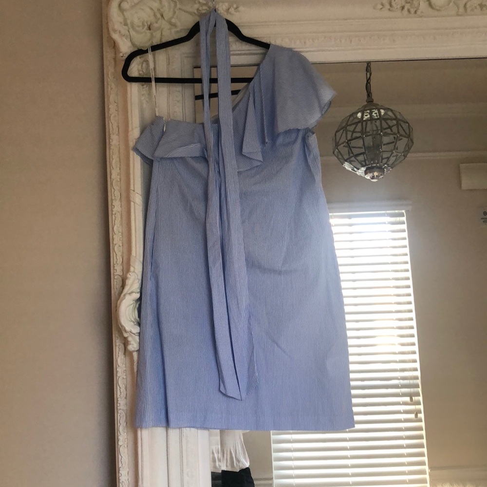 NWOT pinstripe one shoulder dress